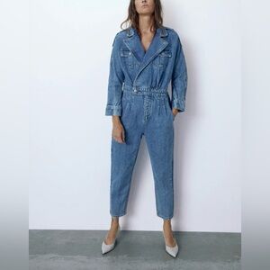 Zara '80s Arizona blue denim jumpsuit
